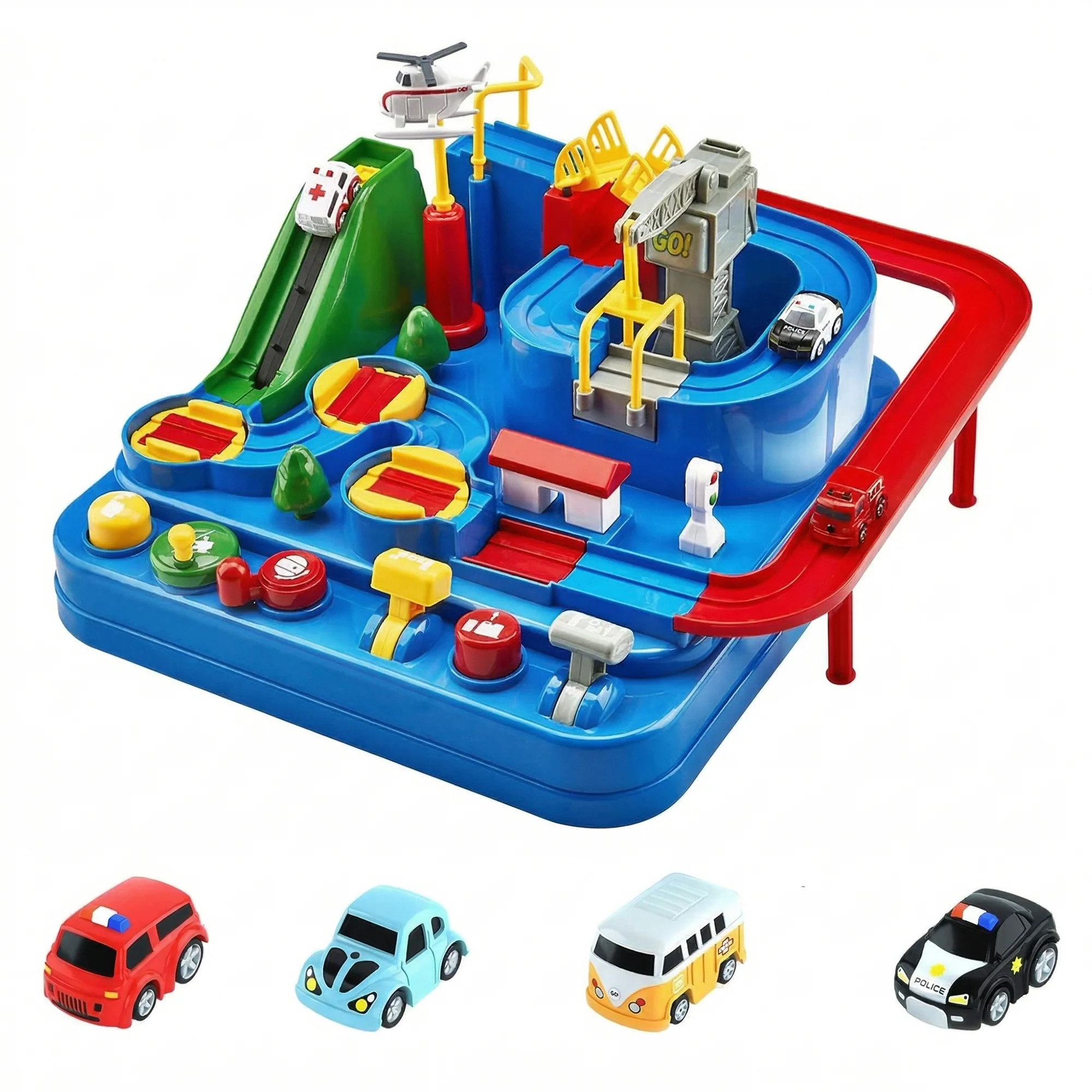 Kidology Car Race Tracks Toy | Car Adventure Toy for 0-3 Years, Boys, Girls & Kids | Playset City Rescue Activity for Toddlers | Pre Educational Learning Puzzle Gift for Babies (4 Car Included) - Image 2