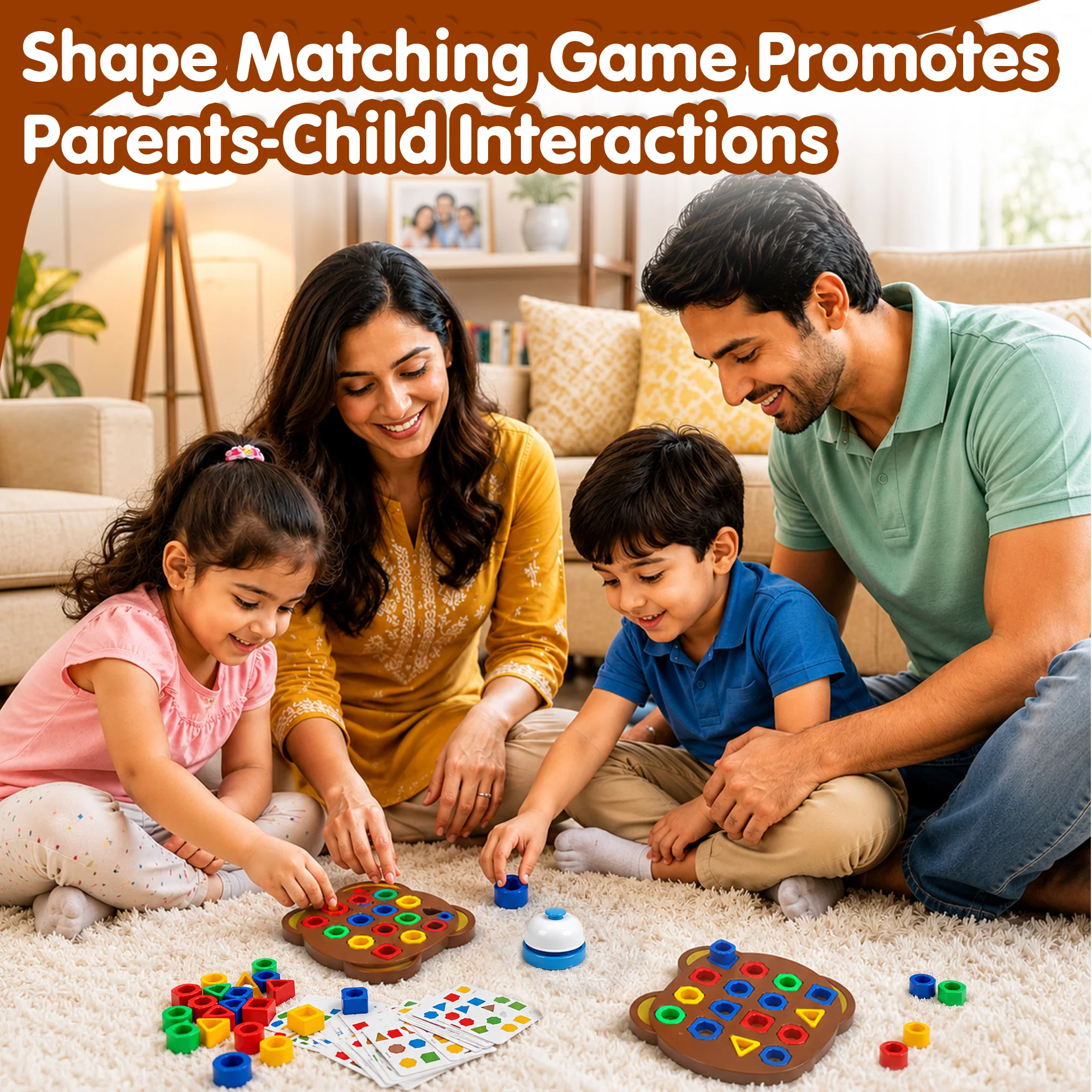 Kidology Geometric Shape and Color Matching Puzzle Board Game with Bell for Kids 3+ Years | Sensory Educational, Fun and Learning Toy for Children | Ideal for Gifting, Multicolor - Image 6