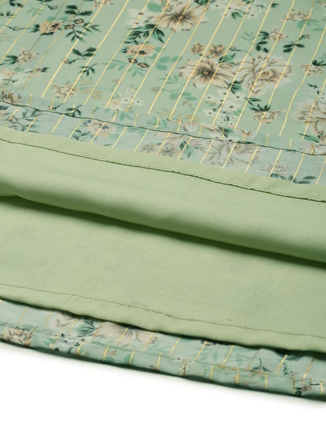 Bollywood Vogue Ready To Wear Green Muslin Printed Calf Length Kurta Set - Image 5