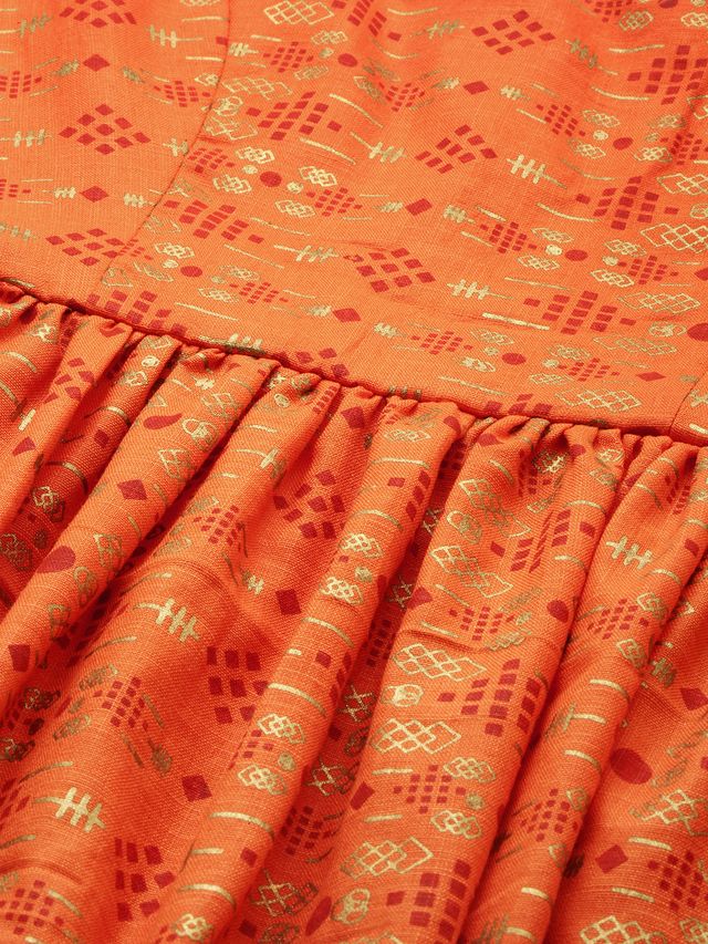 Bollywood Vogue Ready To Wear Orange Printed Kurta N Gharara Set - Image 4