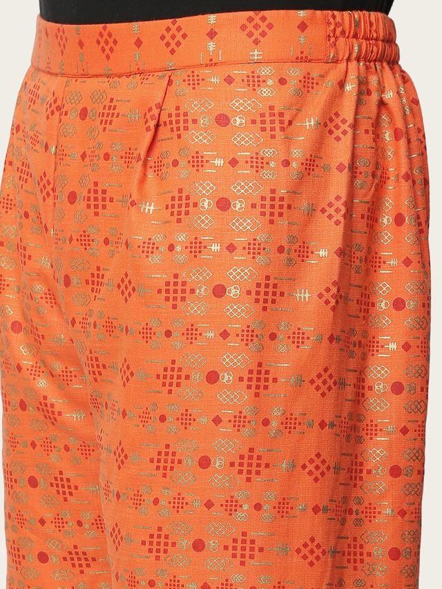 Bollywood Vogue Ready To Wear Orange Printed Kurta N Gharara Set - Image 5