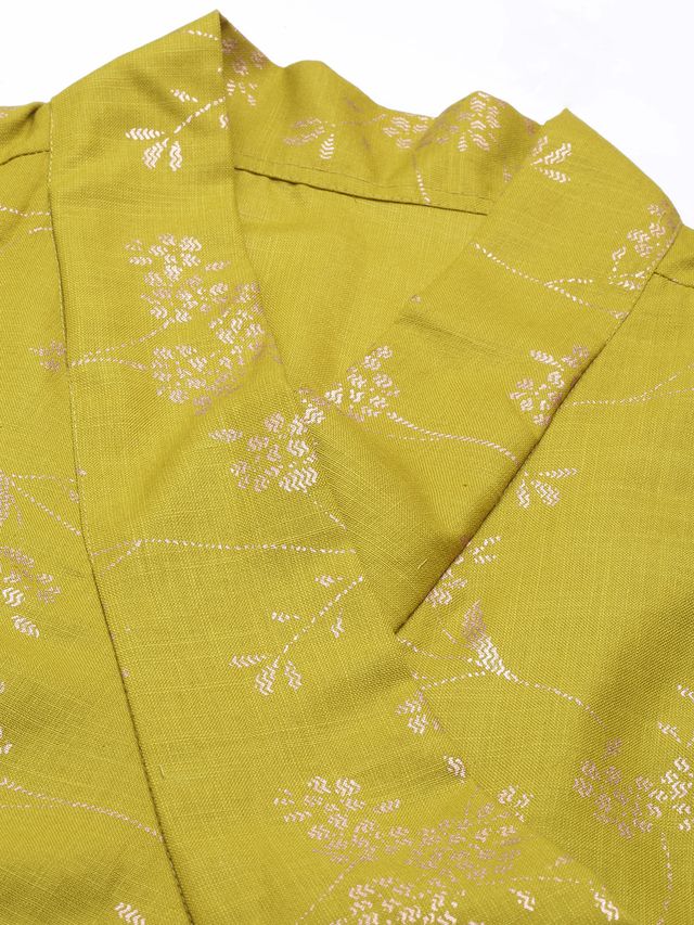 Bollywood Vogue Ready To Wear Olive Green Rayon Foil Print Kurta Set - Image 5