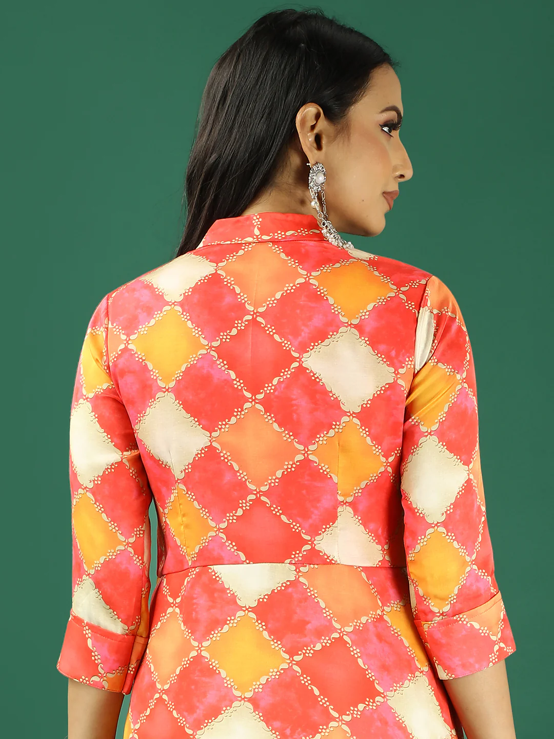 Bollywood Vogue Ready To Wear Multicolour Cotton Printed Shawl Collar Kurta Set - Image 5