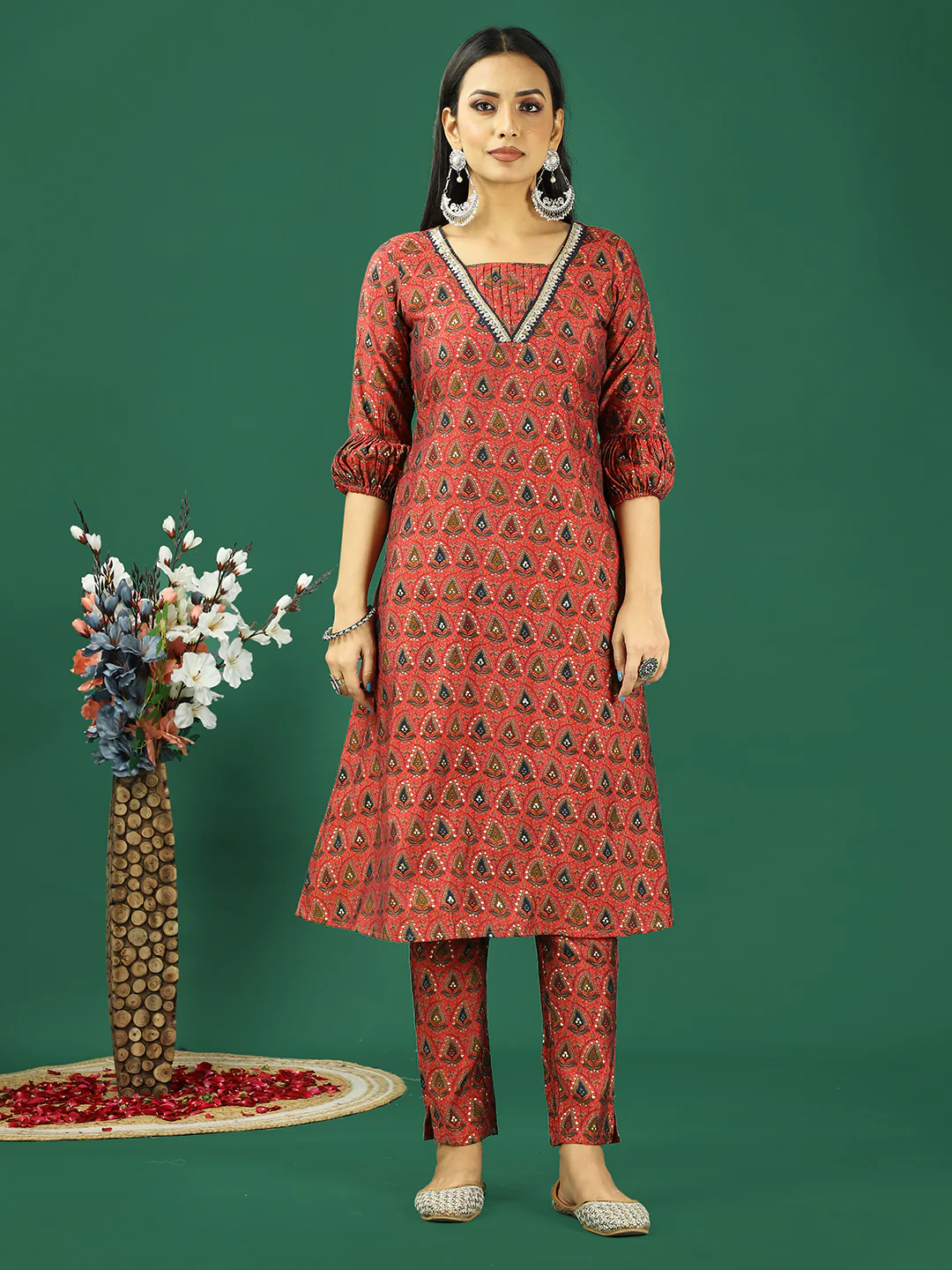 Bollywood Vogue Ready To Wear Pink Chanderi Modal Silk Kurta Set
