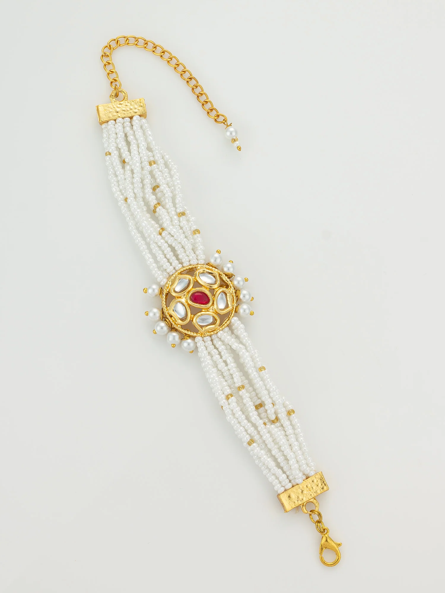 Kundan Studded Gold Floral Bracelet