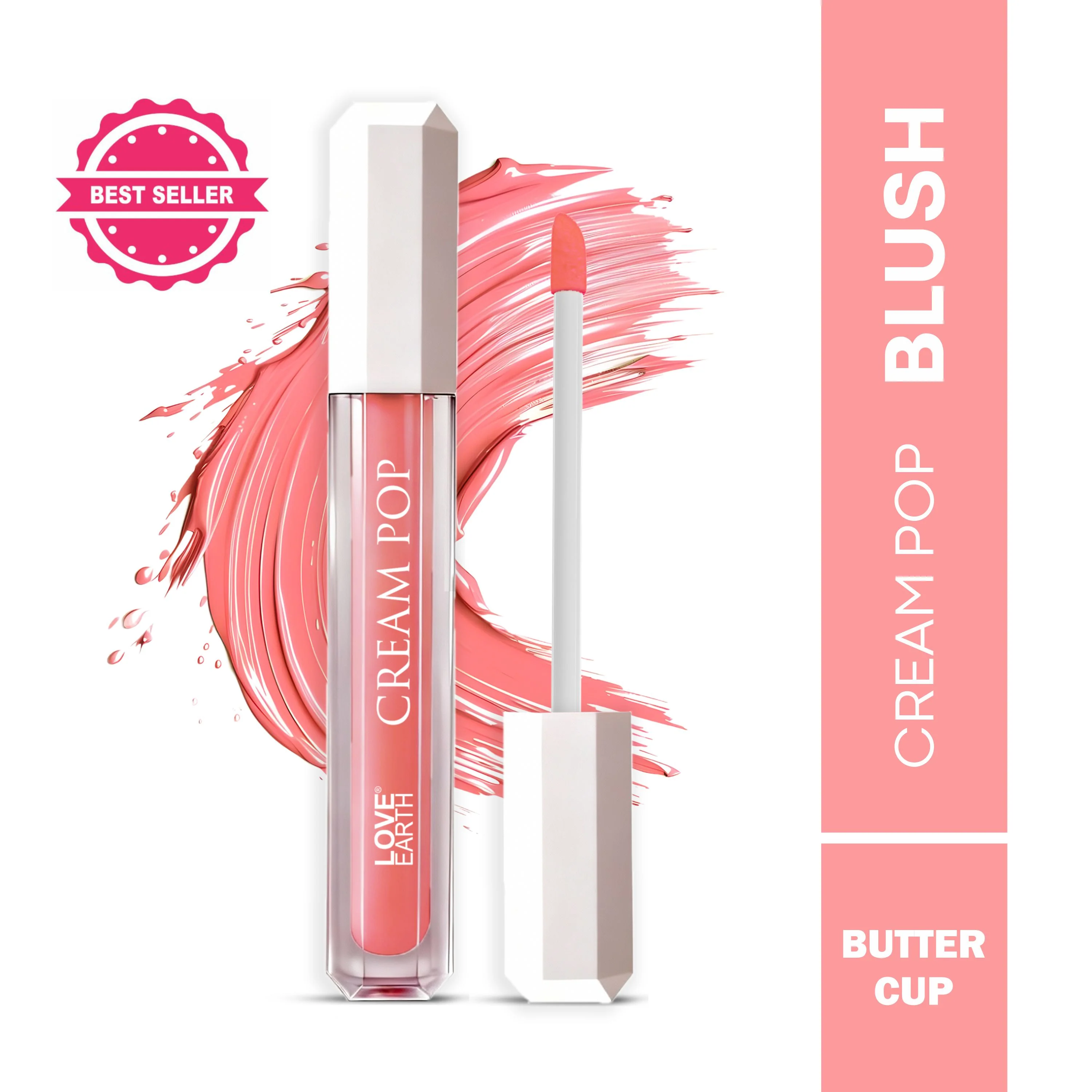 Love Earth Cream Pop Blush - Buttercup| Hyaluronic Acid | Smooth, Lightweight, Long-Lasting | Dewy Finish, Easily Blendable| Everyday Natural Glow | Suitable for All Skin Types -2ML - Image 3