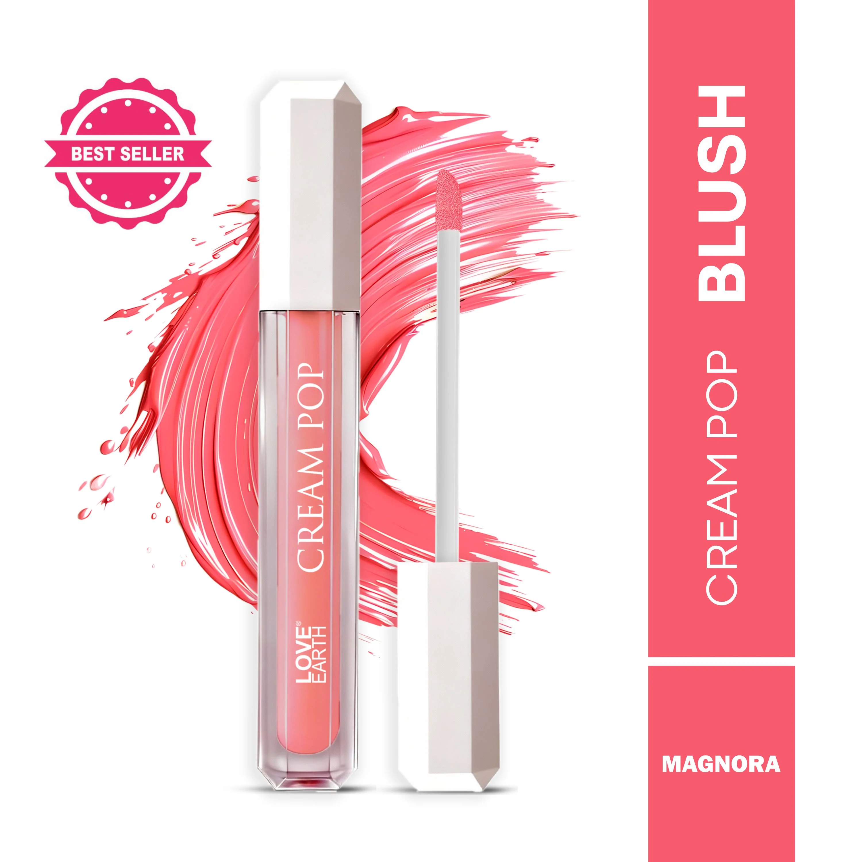 Love Earth Cream Pop Blush - Magnora| Hyaluronic Acid | Smooth, Lightweight, Long-Lasting | Dewy Finish, Easily Blendable| Everyday Natural Glow | Suitable for All Skin Types -2ML - Image 5