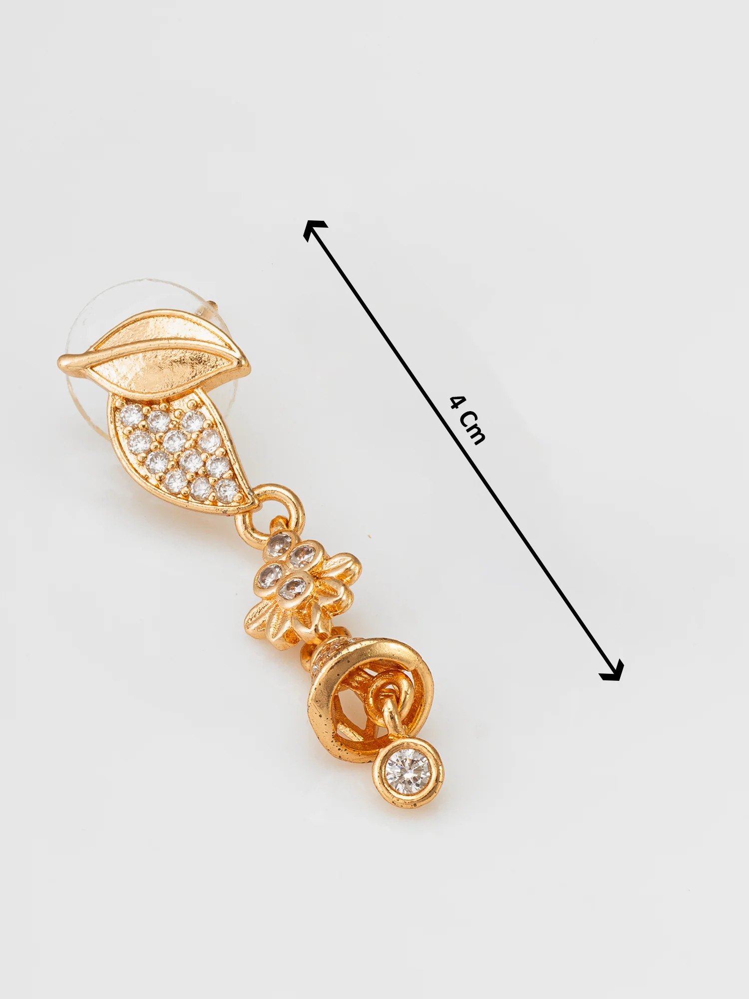 Leaf Motif American Diamond Drop Earrings - Image 3