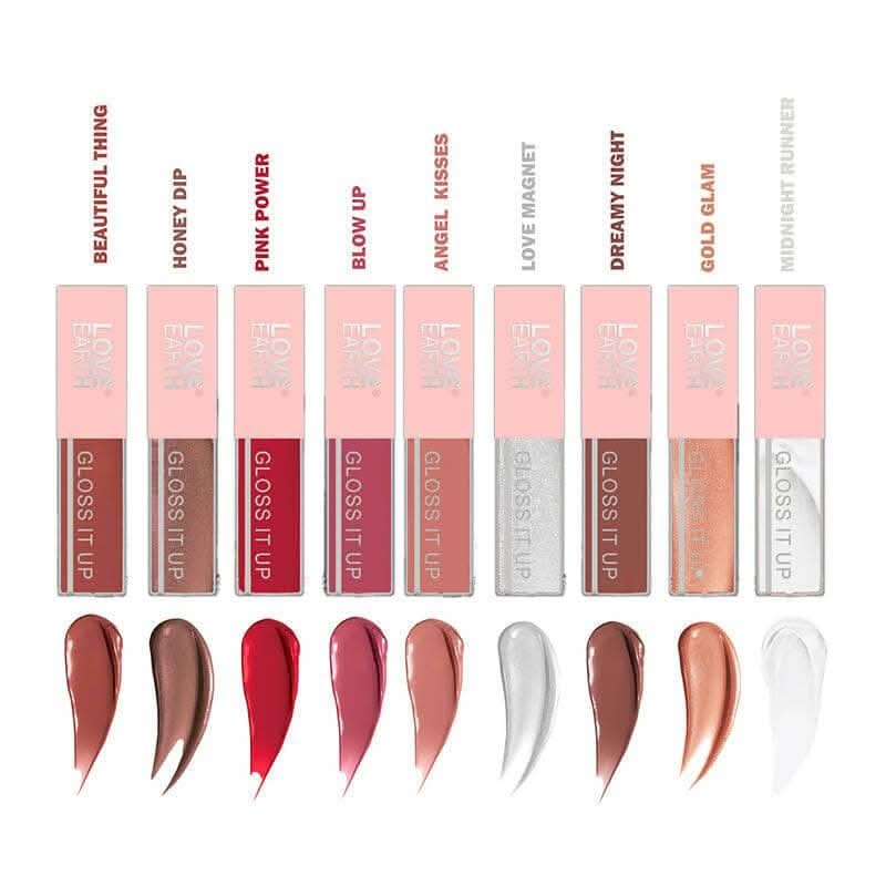 Love Earth Liquid Lip Gloss Pack Of 9 For Soft & Dewy Lips Enriched with Vitamin E & Almond Oil Lip Color For Glossy Look |Lightweight Non Sticky Lip shiner For Moisturizing Lips (Multicolor)1.6ml Each - Image 2