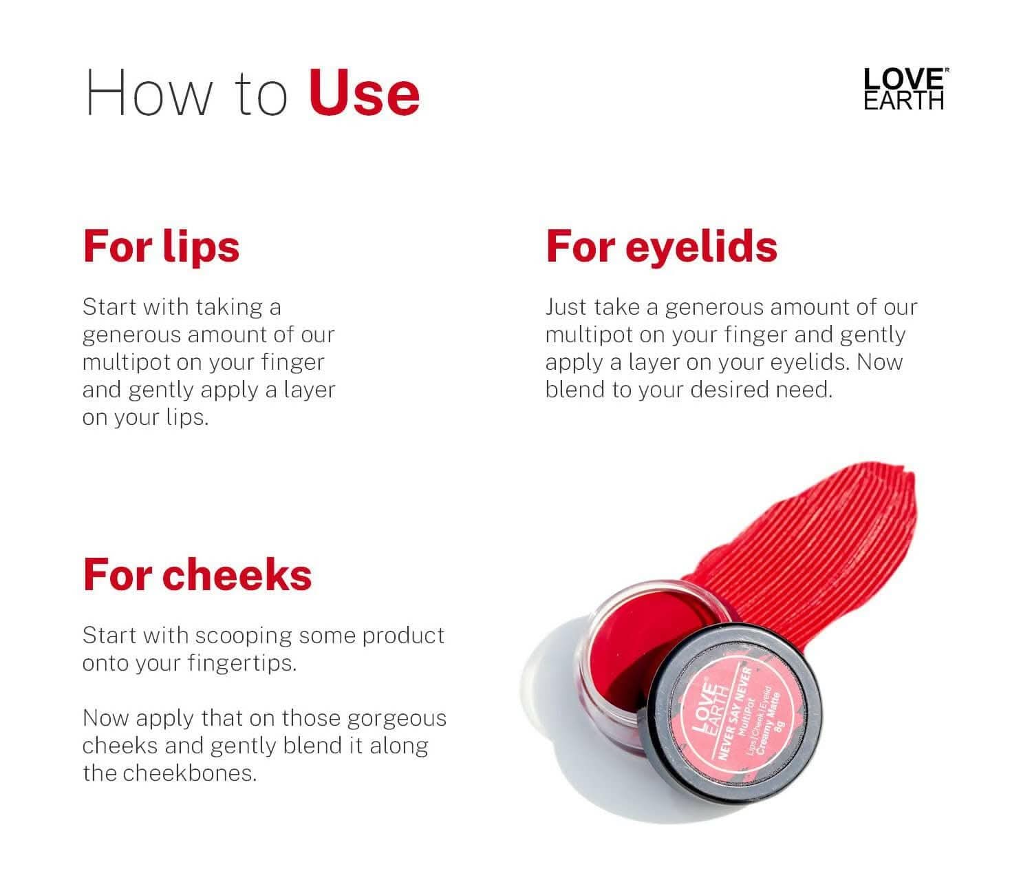 Love Earth Lip Tint & Cheek Tint Multiport (Bright Red) - Image 4