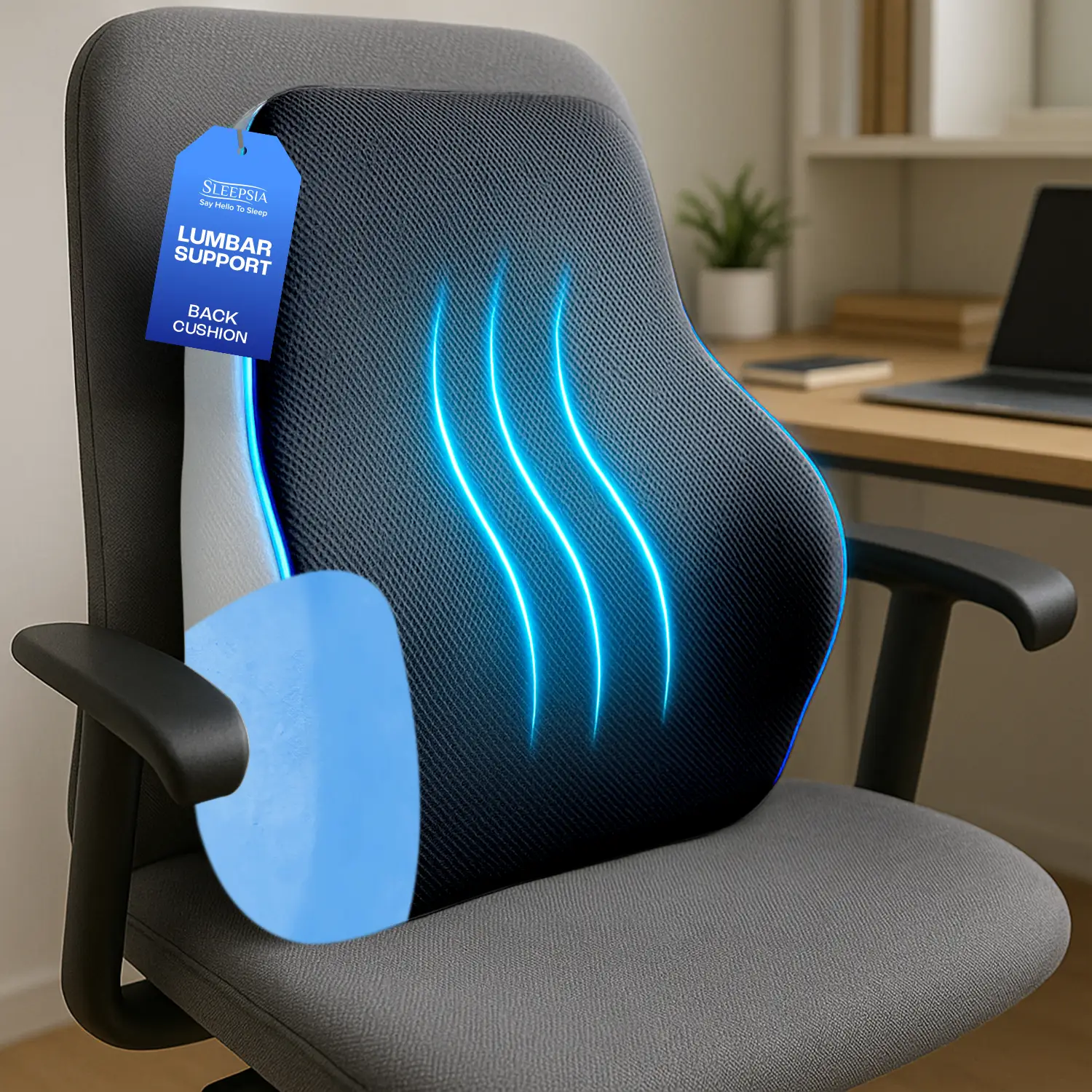 Sleepsia Memory Foam Back Support for Office Chair | Lumbar Support for Office Chair, Car Seat Back Support,(Gel Infused, Black/Grey) - Image 3