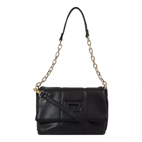 Luxe Quilted Chain Shoulder Bag (Black) - Image 8
