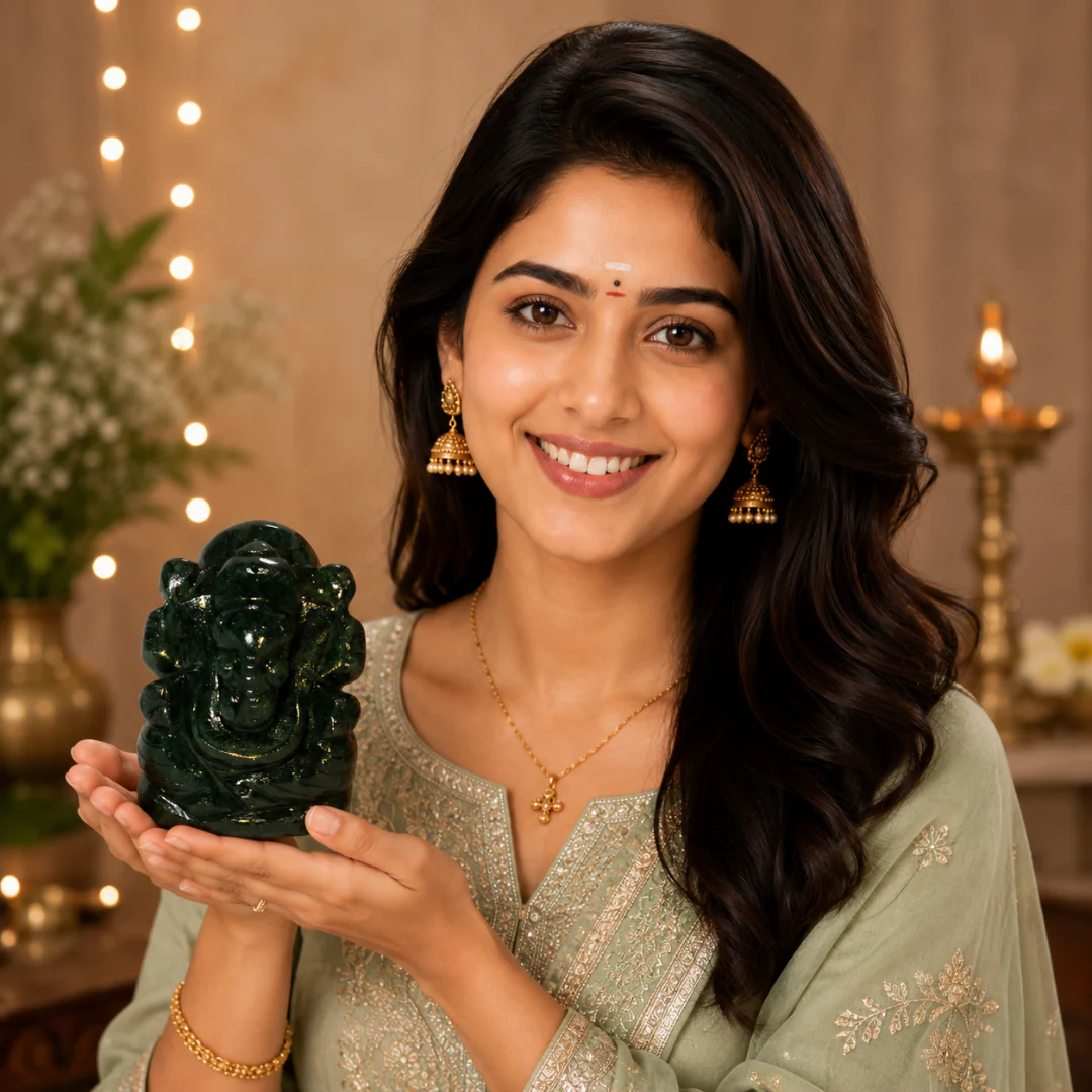 Marakatha Ganapati – Emerald Green Ganesha Idol for Wisdom, Prosperity & Positive Energy - Image 2