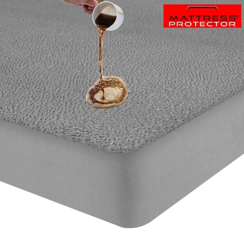 Mattress Protector Waterproof Mattress Cover / Mattress Cover Queen Size Grey (75 x 60 Inch) Skirting 14 Inch - Image 2