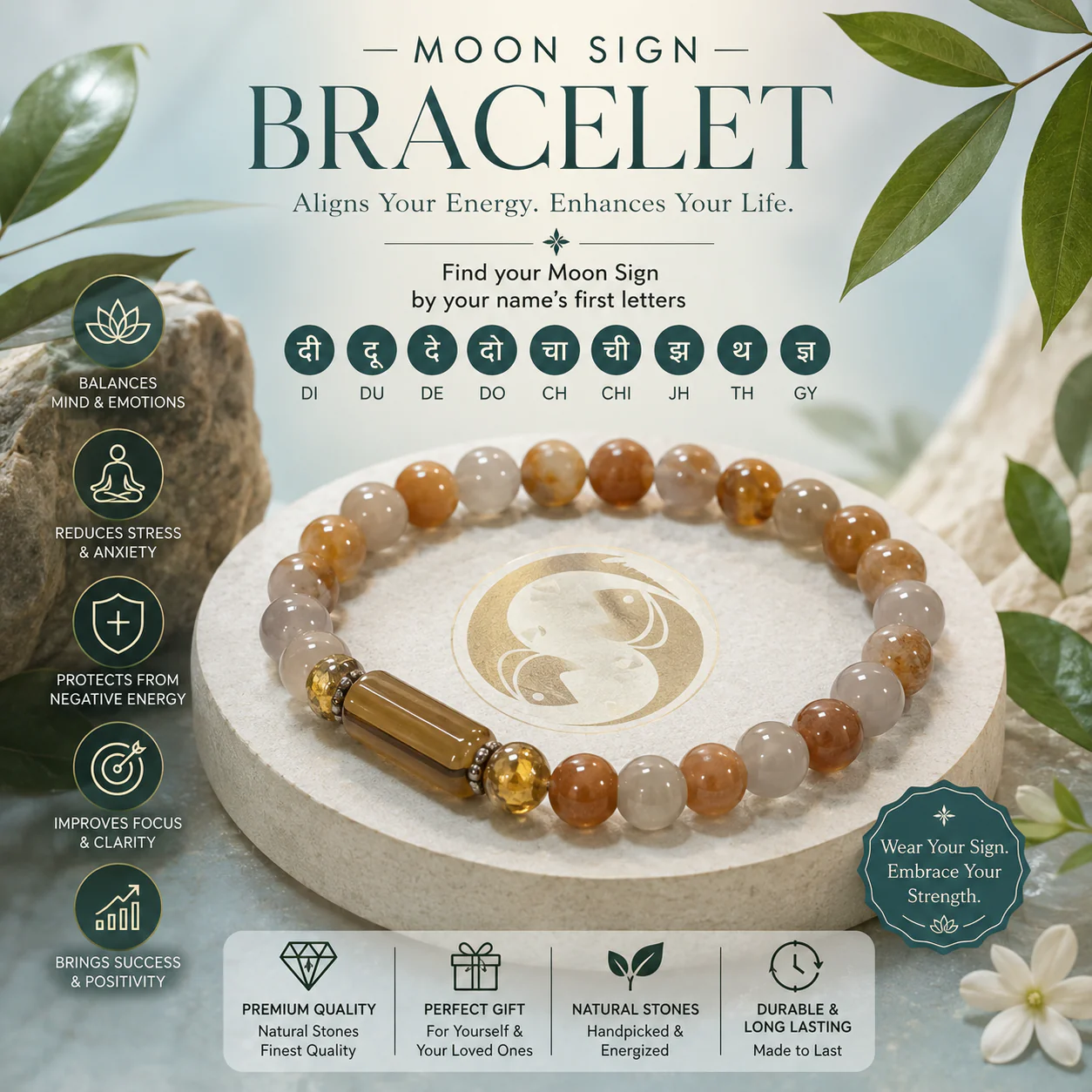 Pisces Rashi Bracelet (Meena Rashi-మీనా రాశి)– Semi Precious Gemstone Beaded Bracelet for Energy, Strength & Positivity - Image 3