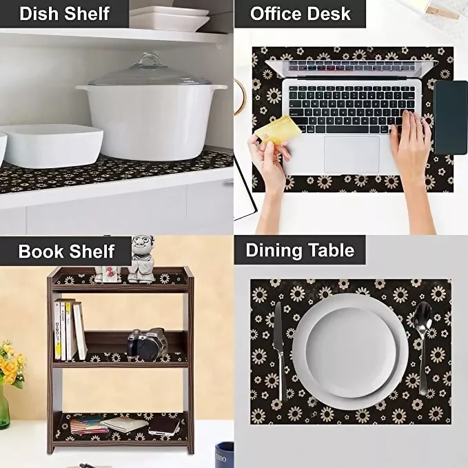 Mopak Decor ShelfLiner used for Wardrobe kitchen cabinet Drawer Slab Roll (Brown Flower) - Image 2