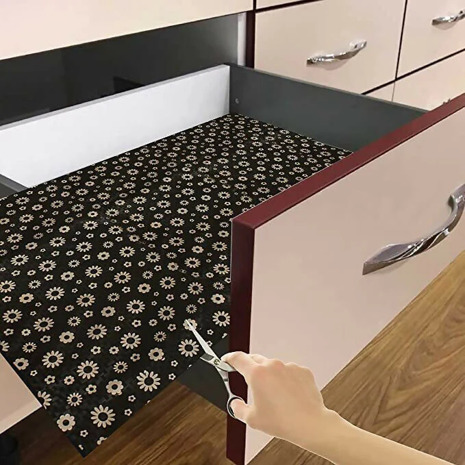 Mopak Decor ShelfLiner used for Wardrobe kitchen cabinet Drawer Slab Roll (Brown Flower) - Image 4