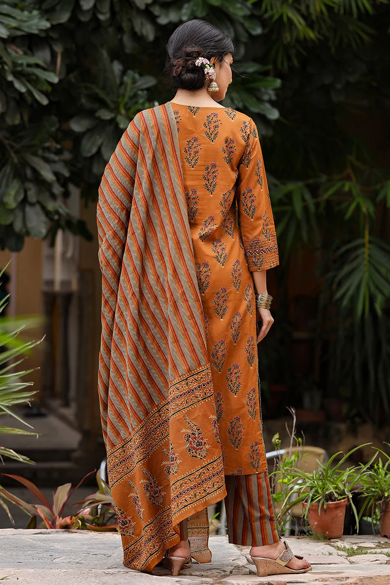 Mustard Rayon Blend Straight Suit Set - Image 3