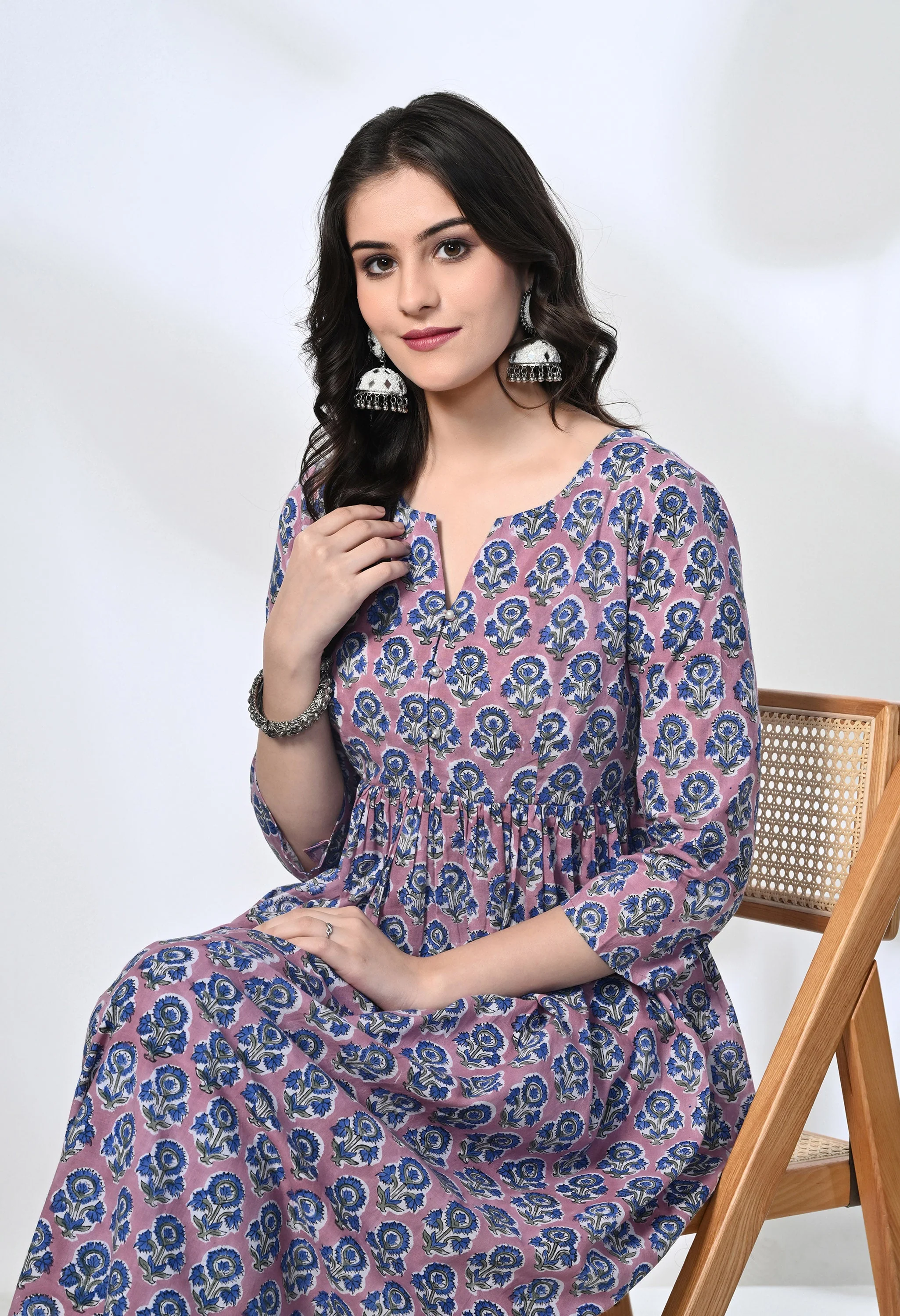 NEEL HANDBLOCK KURTA SET - Image 4