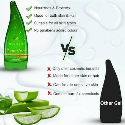Newish Pure Aloe Vera Gel For Face Glow, Hair Growth & Skin Moisturizer For Women & Men (Buy1 Get1) - Image 3