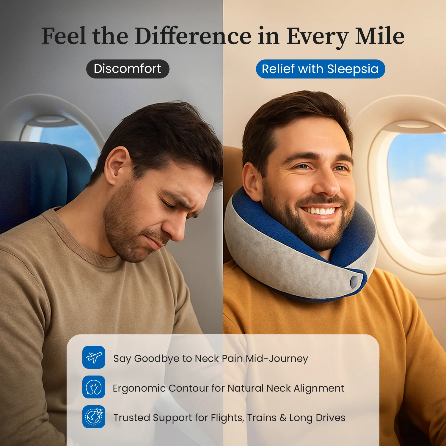 Sleepsia Cooling Gel Contour Memory Foam Pillow | Neck Support Cervical Pillow for Pain Relief (White) - Image 4