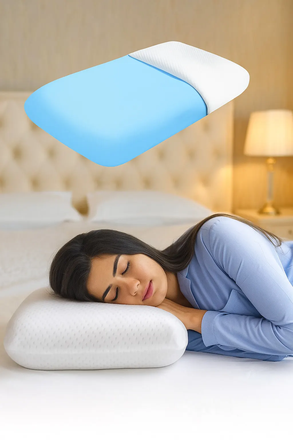 Sleepsia Orthopedic Cooling Gel Memory Foam Pillow | Cervical Pillow for Neck and Shoulder Pain Relief Support Bed Sleeping (Standard,White) - Image 3