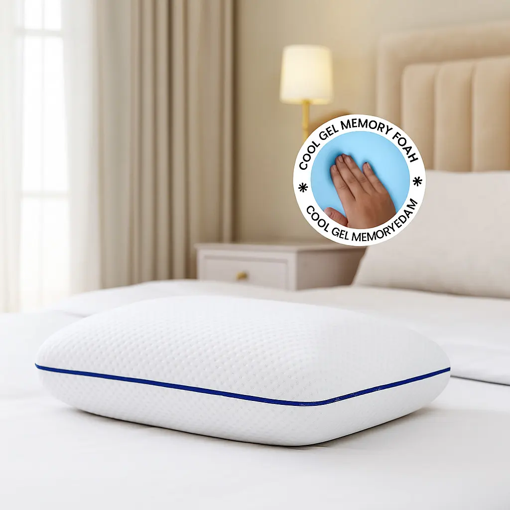 Sleepsia Orthopedic Cooling Gel Memory Foam Pillow | Cervical Pillow for Neck and Shoulder Pain Relief Support Bed Sleeping (Standard,Blue Piping) - Image 5