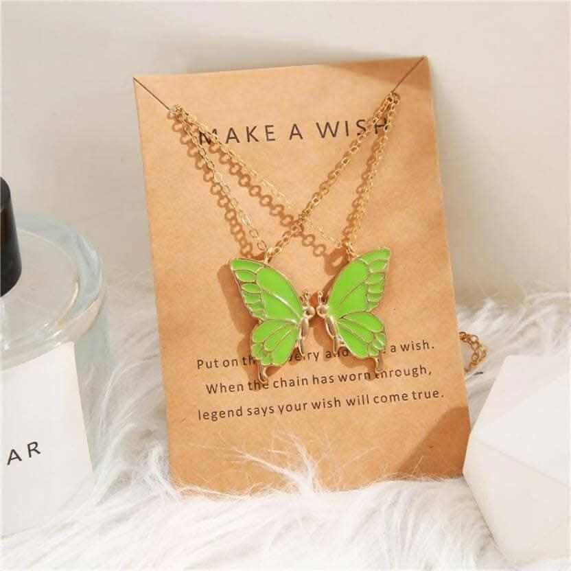 Pinapes Alloy Fashion Butterflies Necklace Daily Life Set of 2 (Green) - Image 3