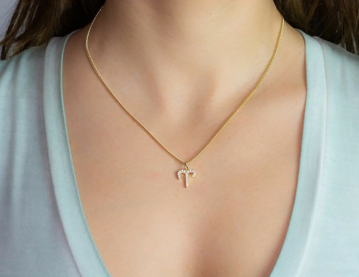 Pinapes Double Design Aries Star Sign Necklace - Image 3