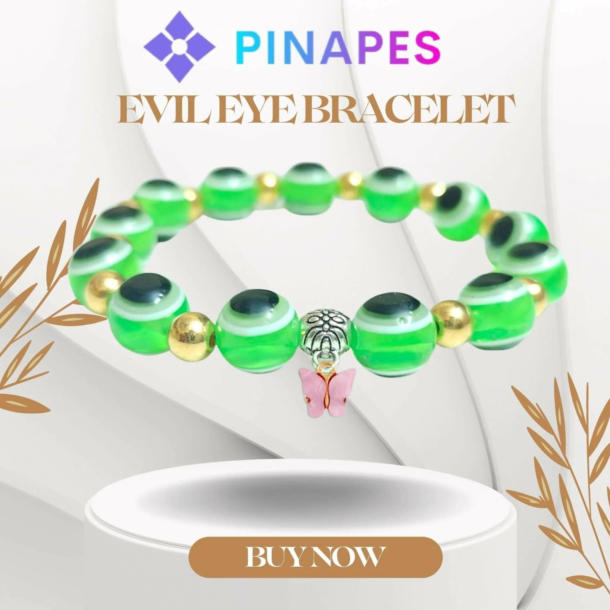 Pinapes Evil Eye & Butterfly Charm Bracelet – Good Vibes Jewelry for Women