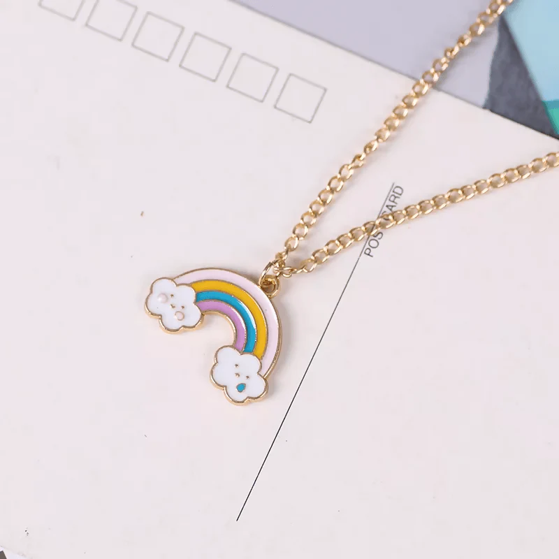 Pinapes Colorful Cloud Smiley Face Pendant Rainbow Fashion Jewelry for Women & Girls