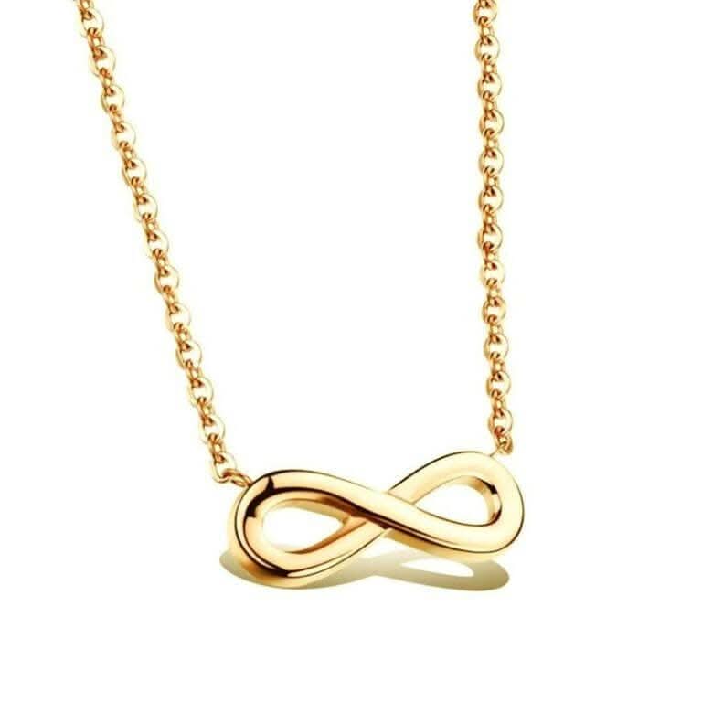 Pinapes Double Charm Infinity Necklace – Gold Layered Lucky 8 Chain for Women - Image 3