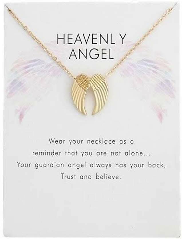 Pinapes Heavenly Angel Charm Pendant Necklace with Wish Card for Women and Girls