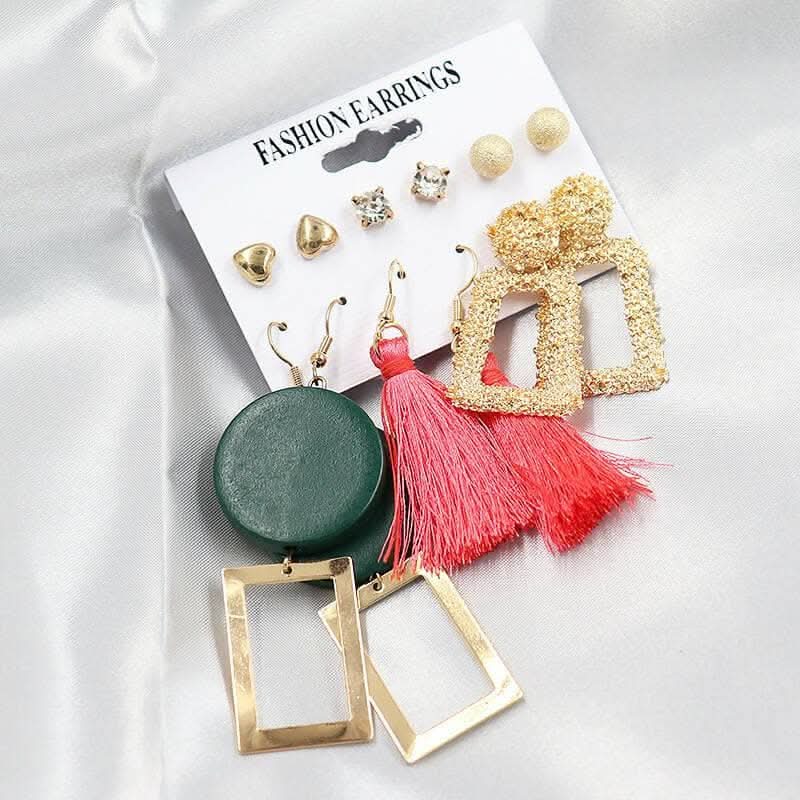 Pinapes Trendy Multi-Style Earrings Set Stylish Metal Pairs for Women and Girls - Image 4