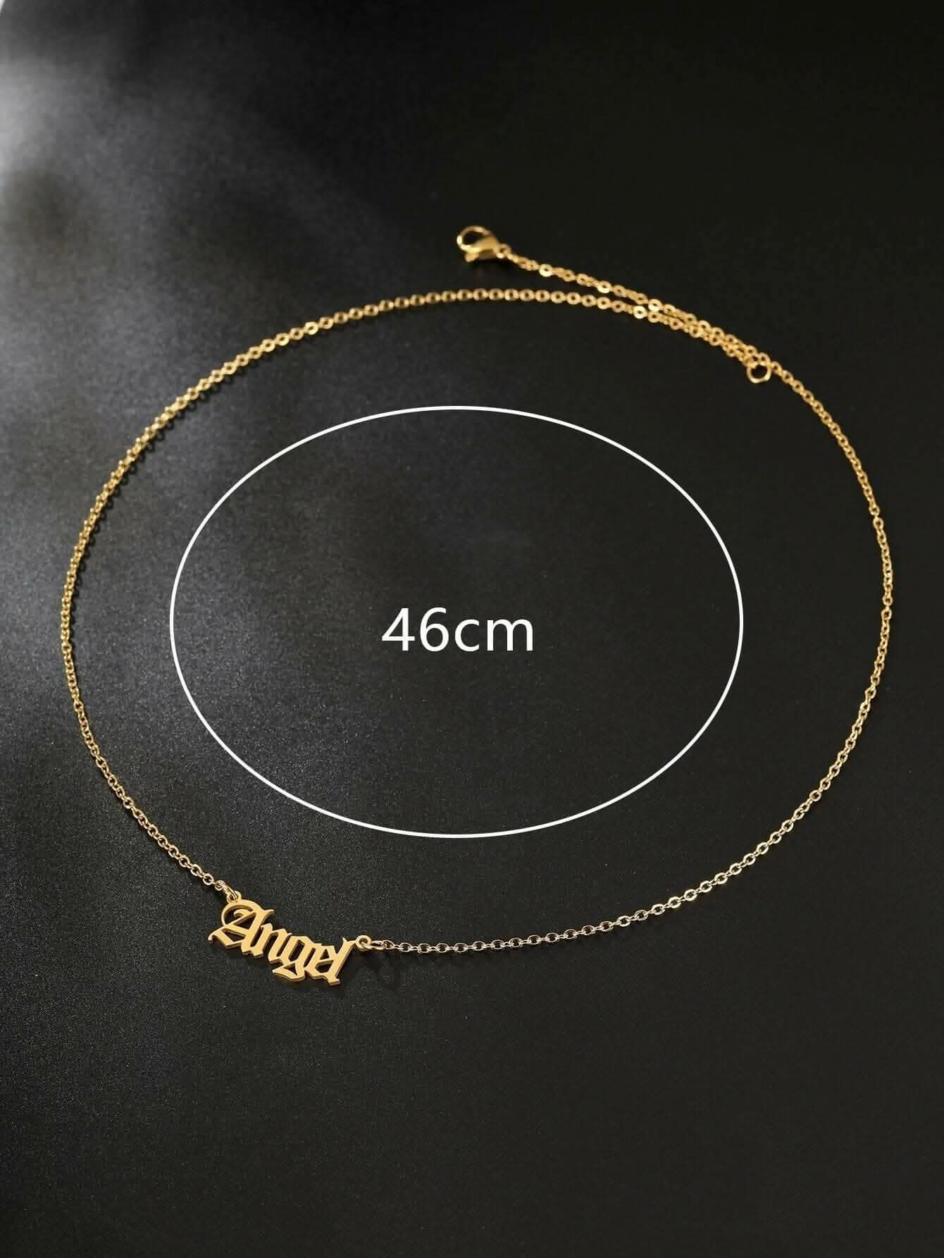 Pinapes Letter Pendant Necklace Chain Gold Angel Old English Letter Necklace - Image 3