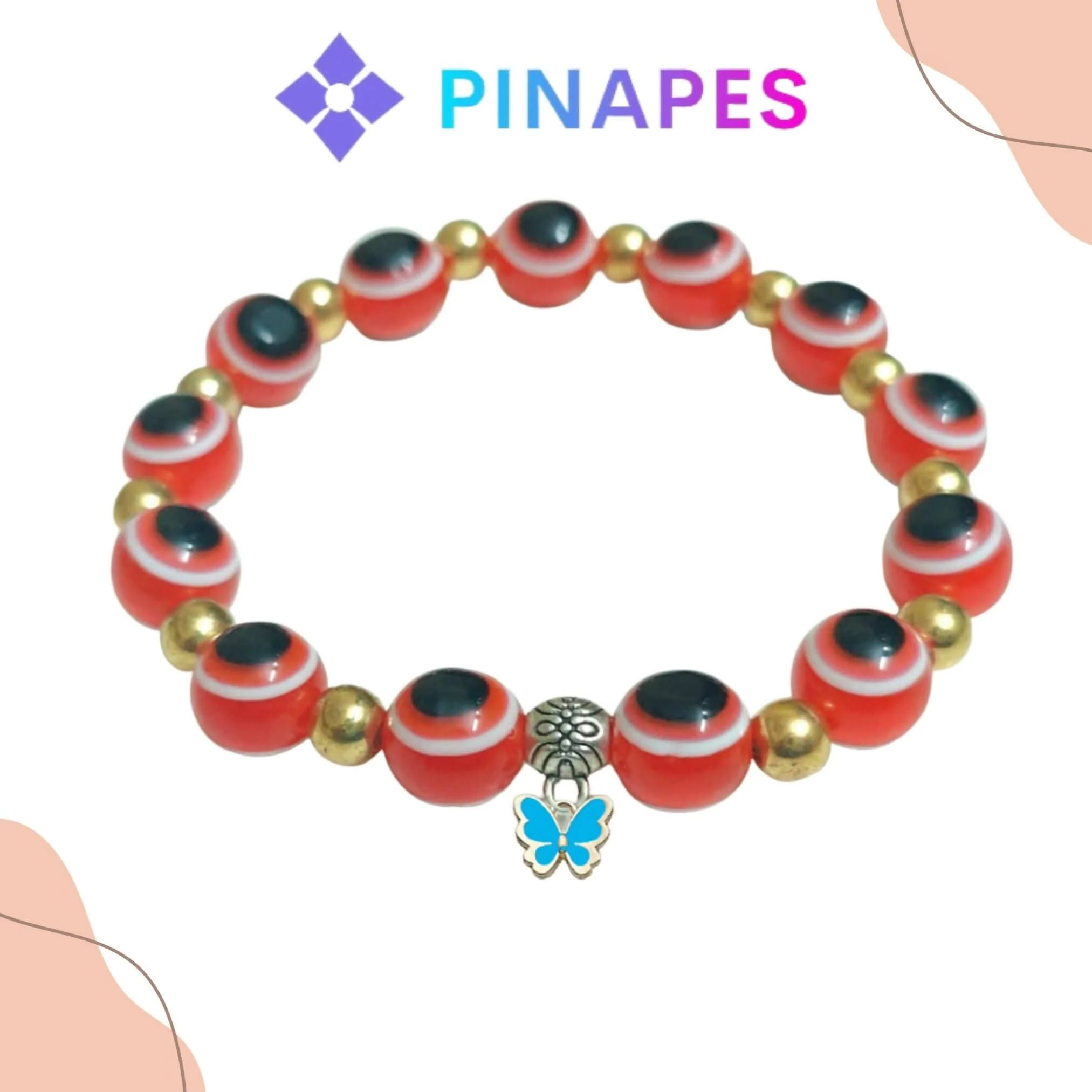 Pinapes Stylish Evil Eye Bracelet blue Butterfly (Red, pack of 2)