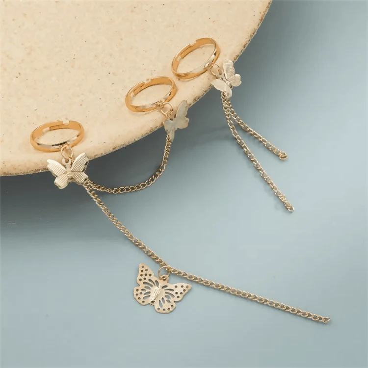 Pinapes Stylish Butterfly Couple Rings – Pack of 2 - Image 2