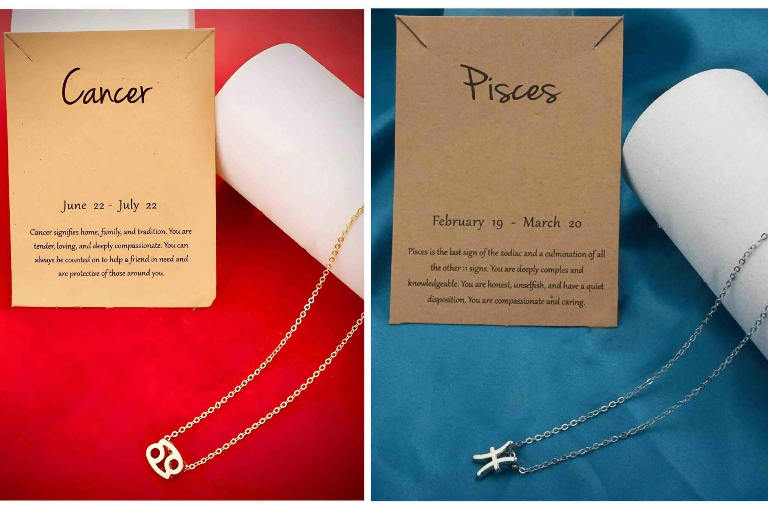 Pinapes Zodiac Star Sign Cancer Pisces Combo Constellation Horoscope Pendant Necklace Gift Idea Men Women