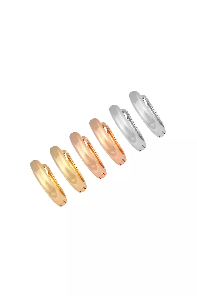 Plain Hoop Style Earrings - Set of 3 (Multicolor,3) - Image 4