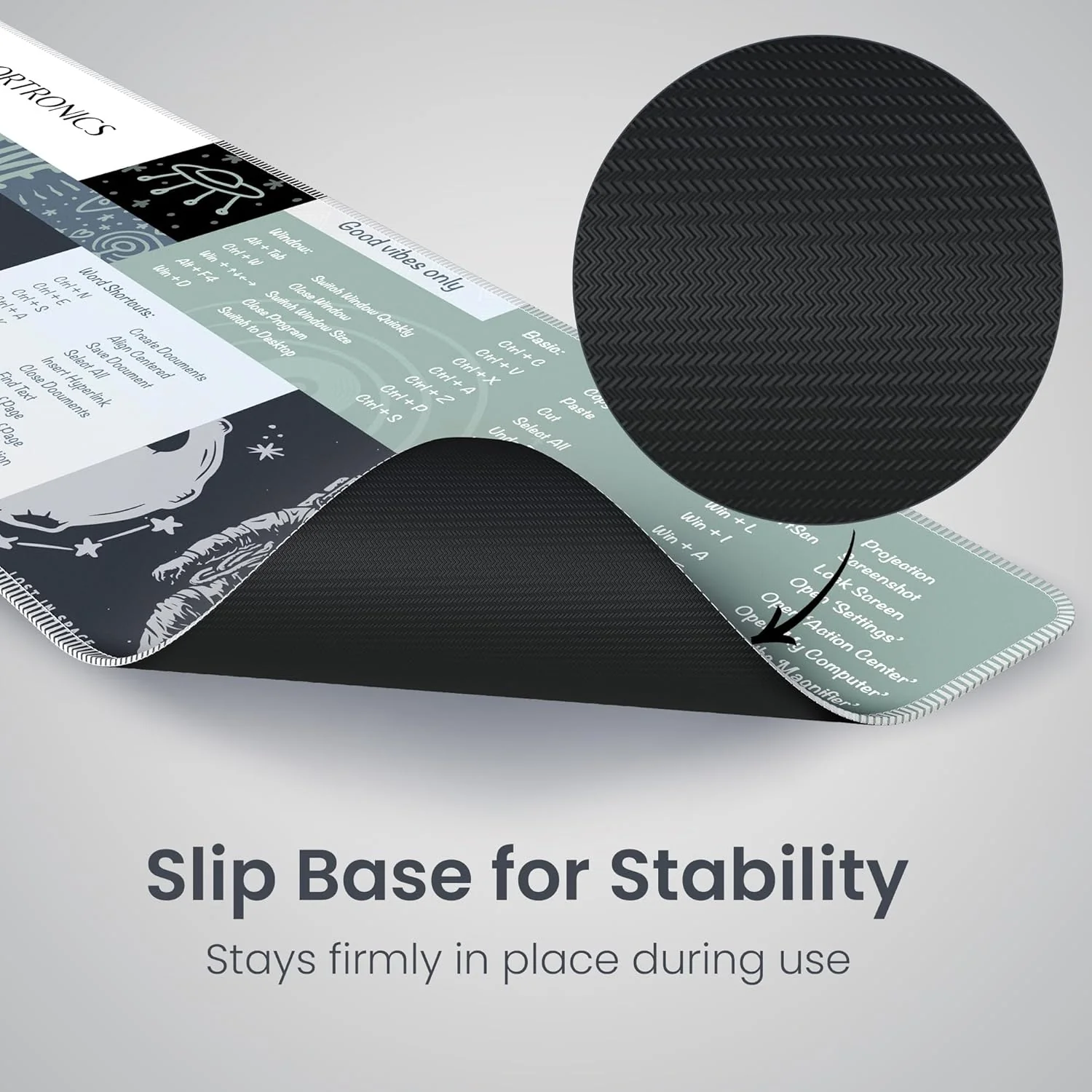Portronics Comfipad 2 Extended Mouse Pad Windows Shortcut Design Desk Mat Gaming & Office Use (Grey) - Image 4