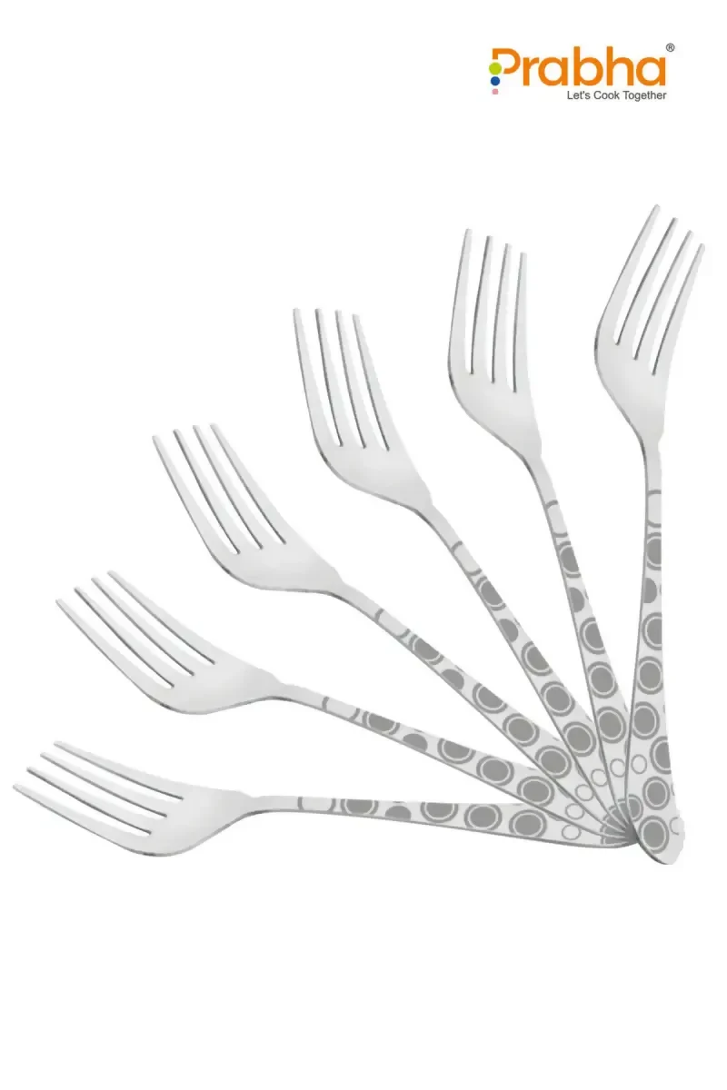 Prabha - Stainless Steel Fusion Dessert Fork Set - 19cm - Image 5