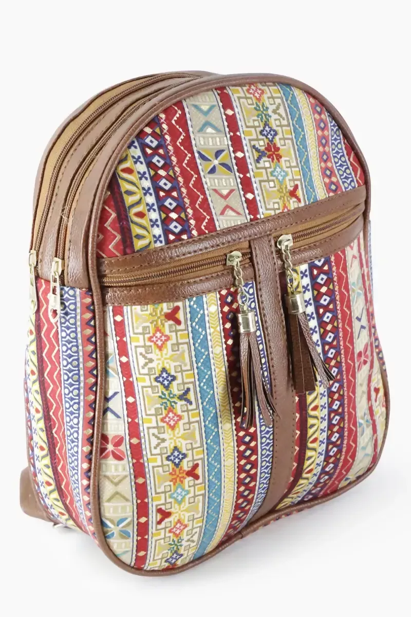 Printed Casual Shoulder Backpack for Girls - Red - Image 4