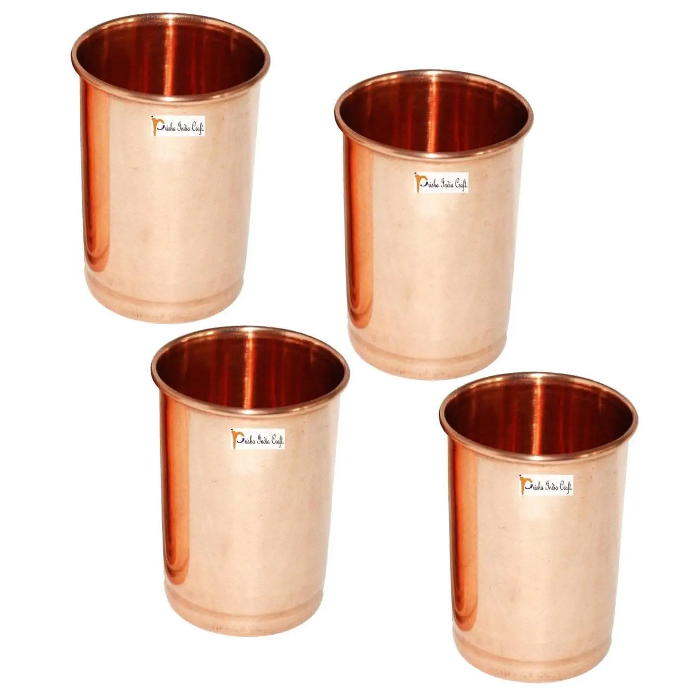 Pure copper glass tumbler (set of 4x300ml) | PRISHA INDIA CRAFT - Image 4