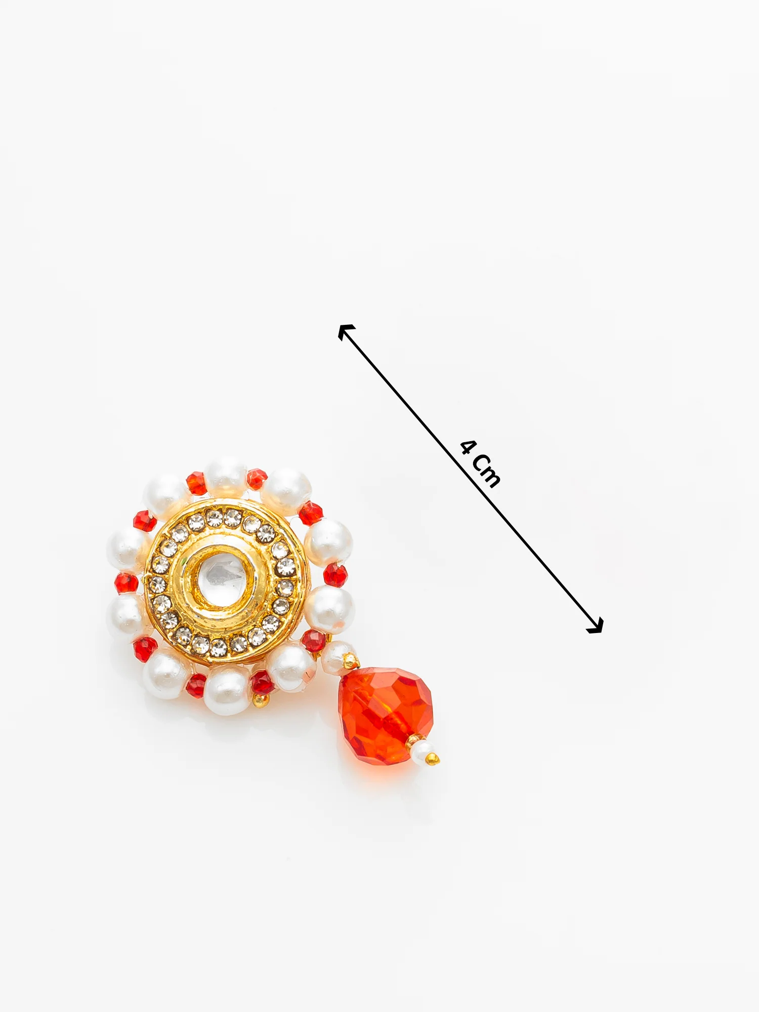 Red Beaded Kundan Choker Necklace Set with Earrings - Image 4