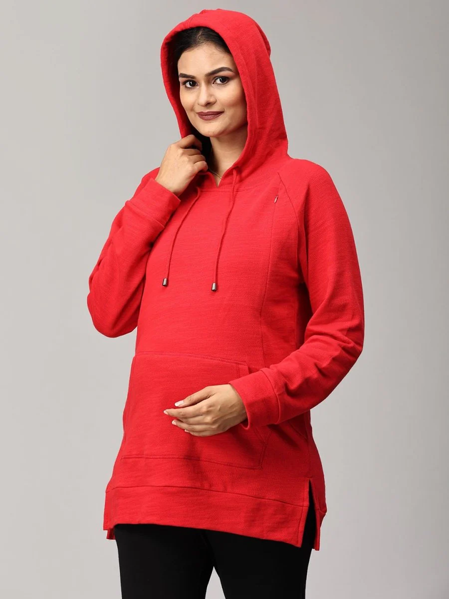 Red Riding Hood Maternity and Nursing Hoodie Sweatshirt - Image 3