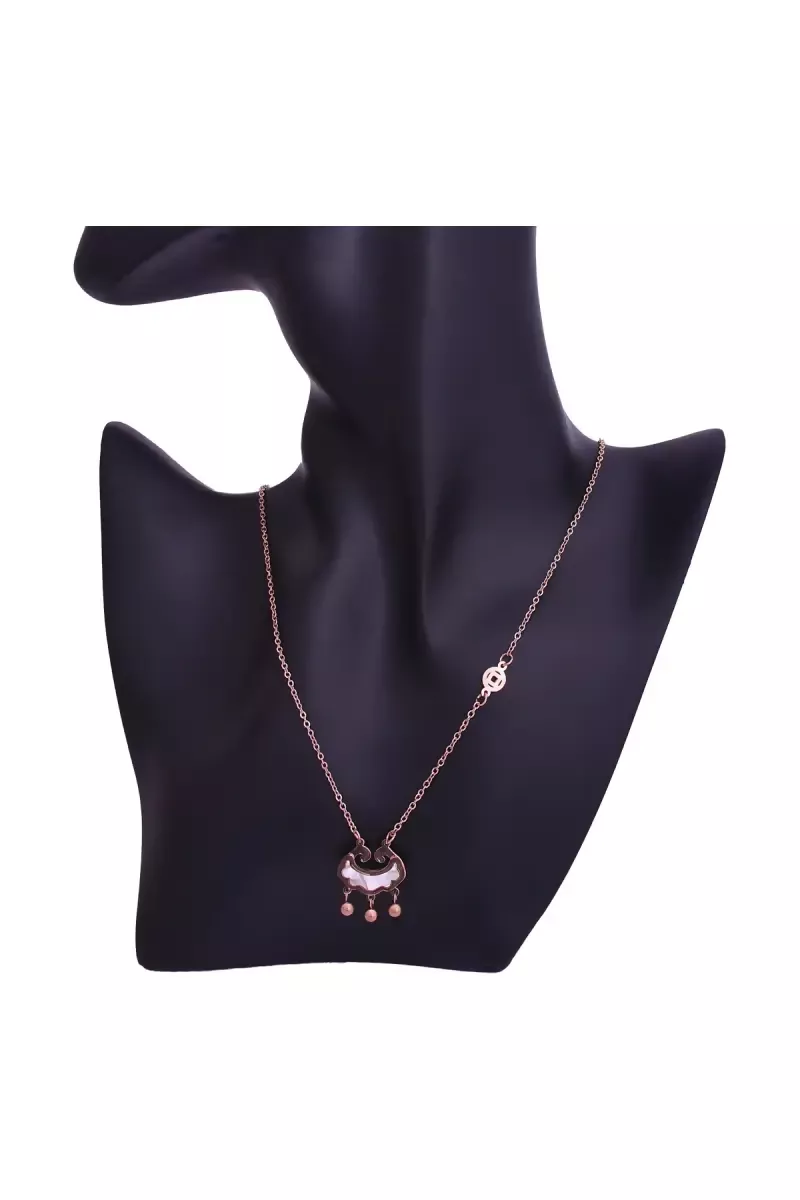 Rose Gold Interlocking Rings Pendant Chain for Girls & Women - Rose Gold,18 Inch - Image 2