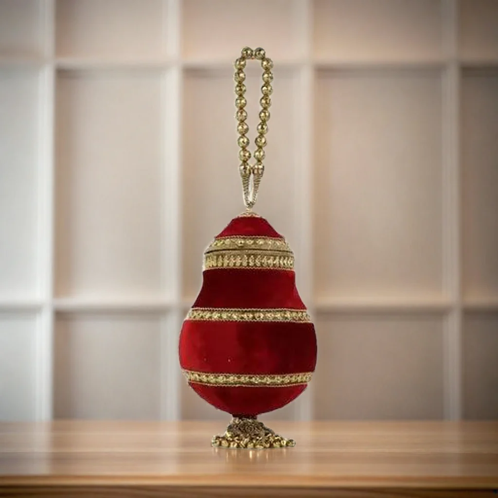 Royal Red Velvet Potli – Handcrafted Bridal & Festive Purse with Gold Embellishments