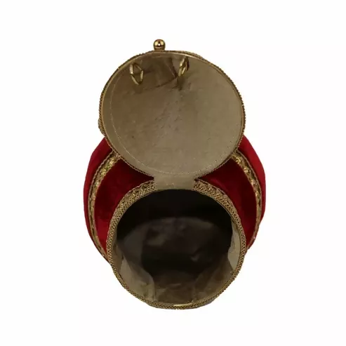 Royal Red Velvet Potli – Handcrafted Bridal & Festive Purse with Gold Embellishments - Image 3