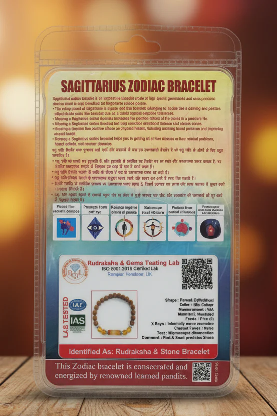 Sagittarius Rashi Rudraksha Bracelet (Dhanussu Rashi-ధనుస్సు రాశి) – Positivity, Balance & Protective Energy Band - Image 4