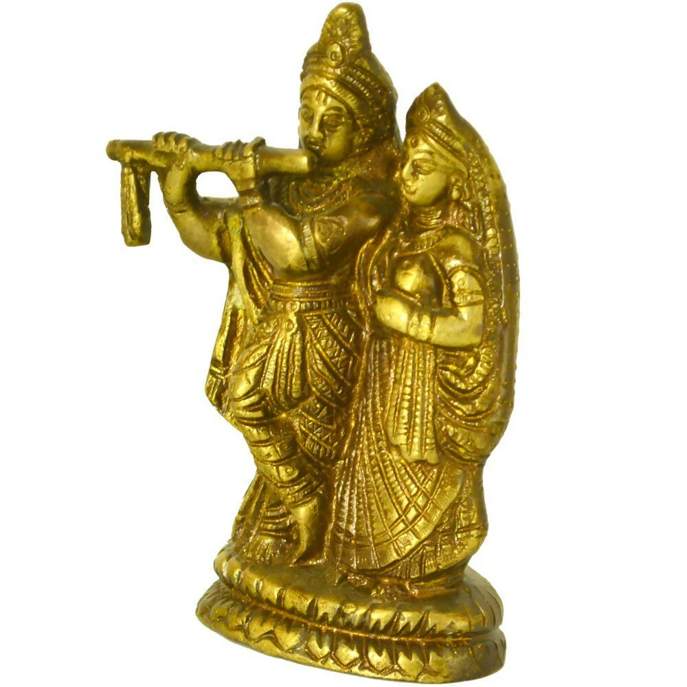 Santarms Brass Radha Krishna Murti Statue - Image 2